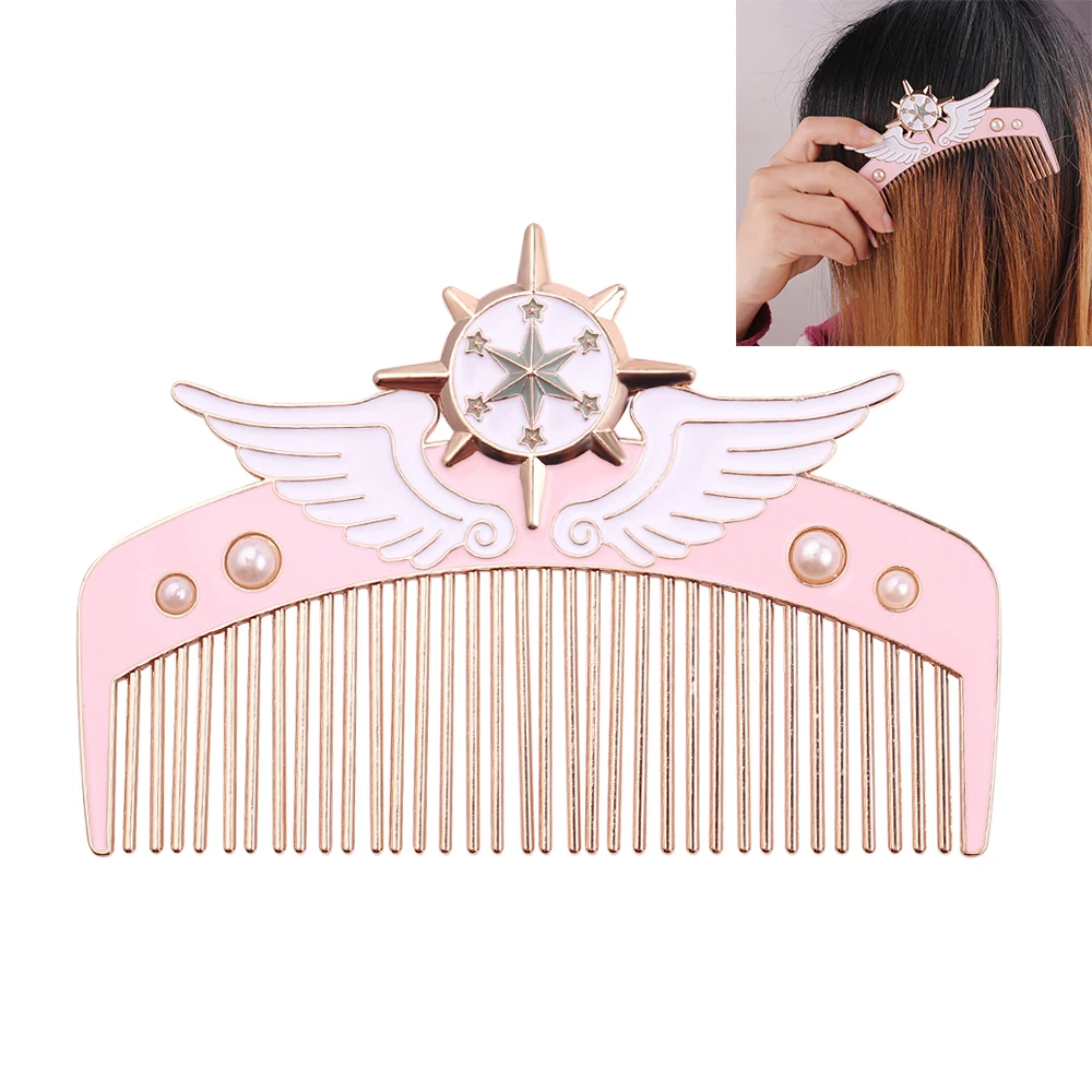 Japan Anime Salior Moon Card Captor Sakura Gentle Anti-static Cosmetic Comb Metal Combs Hairbrush Magic Wand Fan favorites