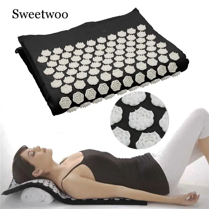 (Mat/Pillow 2 choice) Fitness Yoga Spike Mat Lotus Acupuncture Massage Mat Bed Pilates Yoga Massager Cushion Relieve Stress Pain массажная подушка с подогревом xiaomi 8h hot compression massage sleeping pillow zd2 pro