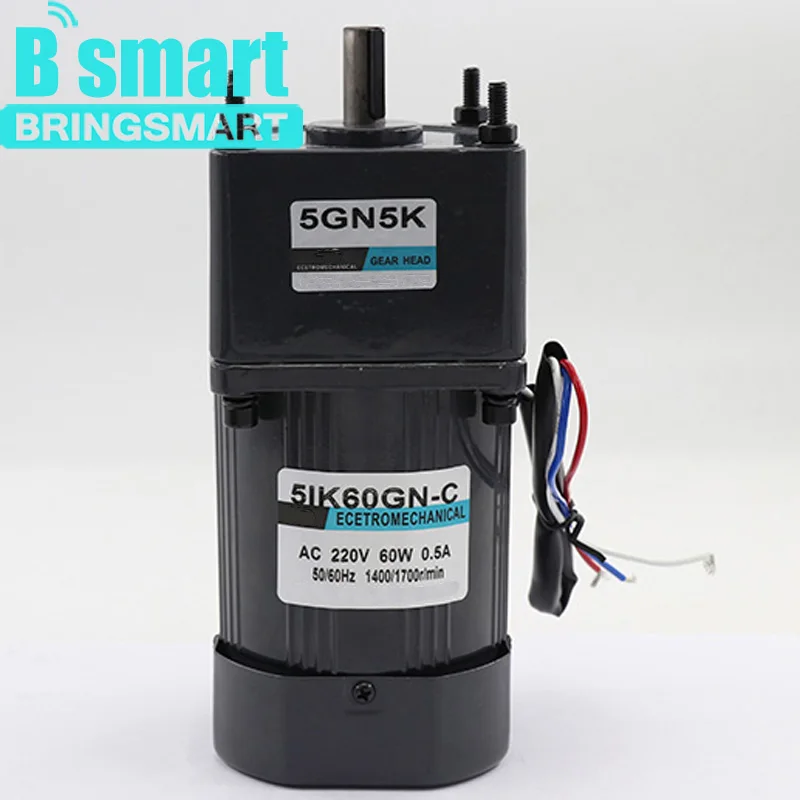 Wholesale 60W 220V Gear Motor Single Phase 7.5 To 600RPM/MIN With CW/CCW Fixed Speed With Motor Capacitor Bringsmart