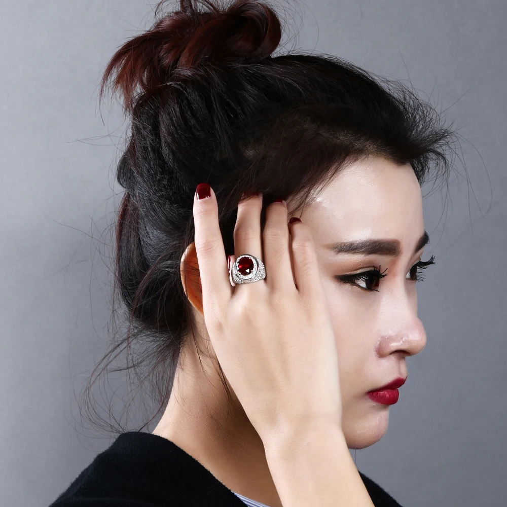 YLMyself البيضاوي كريستال الزركون خاتم كبير ملون تشيكوسلوفاكيا مجوهرات الأزرق الأحمر Aneis للنساء Atacado Lote جديد #6