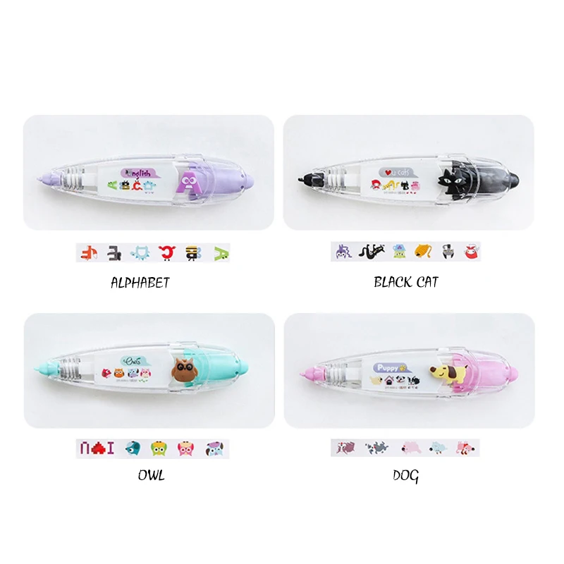 Caneta corretora de animais kawaii, de coruja, para cachorro, adesivo decorativo para diário diy, para alunos, presentes, material escolar