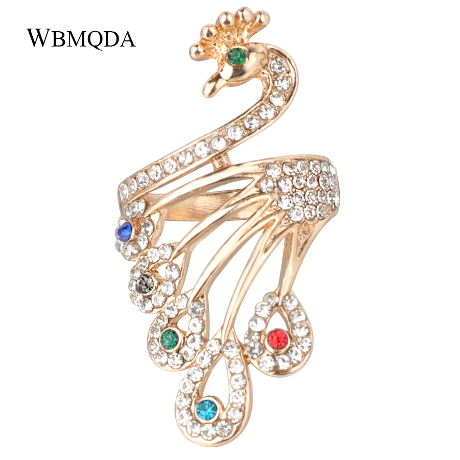 Wbmqda Peacock Crystal Ring Wholesale Animal Jewelry