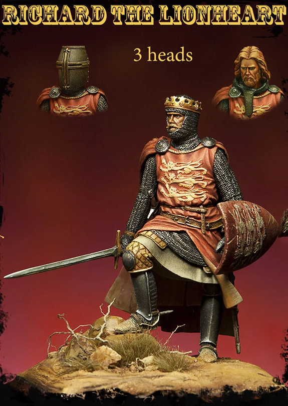 New Unassembled  1:24 75mm  Richard the Lionheart (3 HEADS)   soldier   Resin Kit DIY Toys Unpainted kits