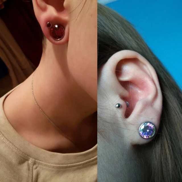 2Pcs Big Zircon Gem Ear Industrial Piercing 4 10mm Ear Plugs Tunnel Wholesale Body Jewelry AliExpress