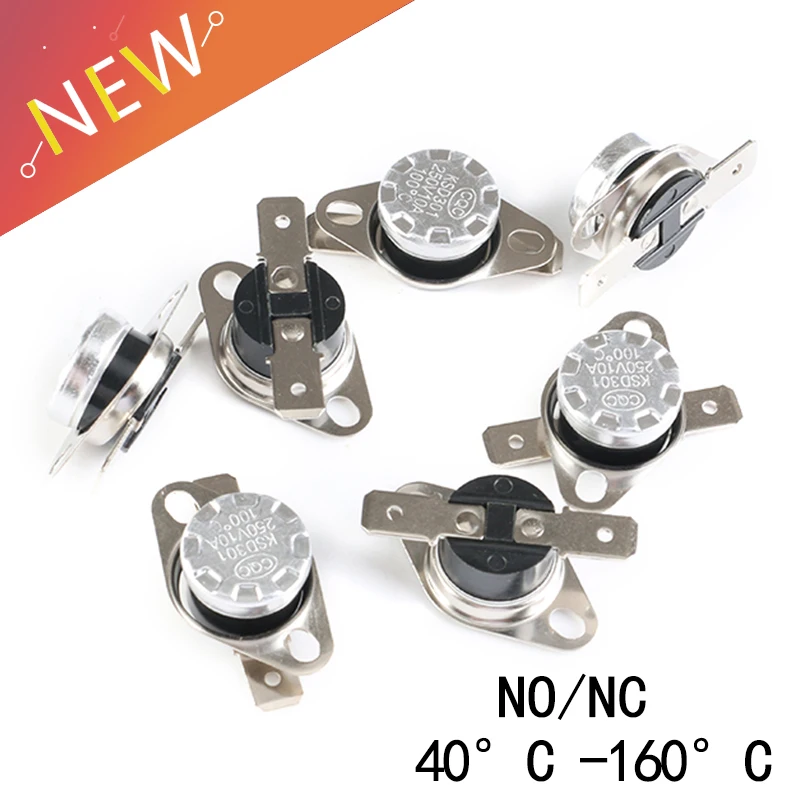 10Pcs/set KSD301 250V 10A 40~160 degree Ceramic Normally Open/Normally Closed Temperature Switch Thermostat 40 70 80 90 100 110