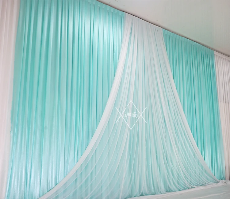 Tiffany Blue Polyester Event Curtain Drapes Durable Backdrop Event Panels Wrinkle Free with Rod Pockets - 10ftx20ft