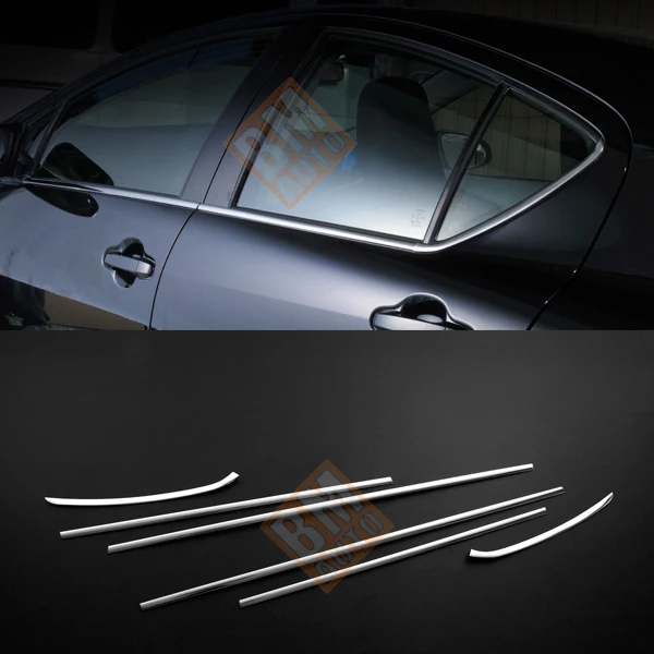 6pcs SUS304 Stainless Steel Window Trim Lower Car Styling Cover Accessories for Toyota Prius C Aqua NHP10 2011-2014