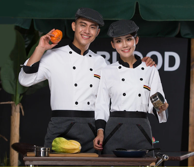 Cooking uniforms long - sleeved suits hotel restaurant Houchu clothing catering services staff clothes autumn and winter clothes