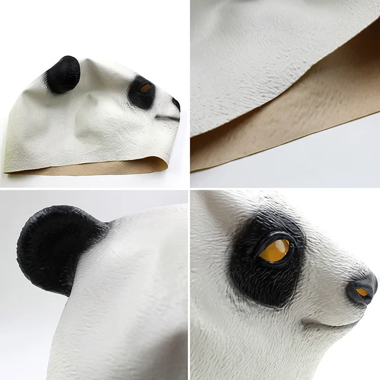 Halloween Costume Prop Adult Latex Party Masks Panda Head Natural Silicone Rubber Cosplay Fancy Dress Animal Full Face Mask