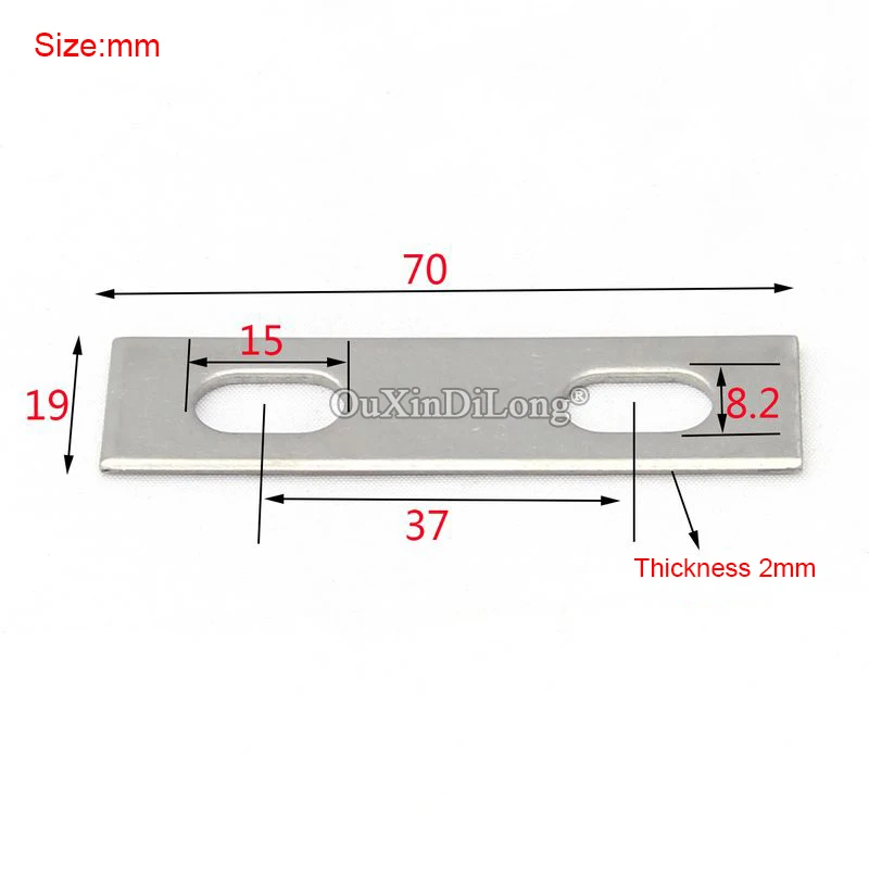 100PCS Stainless Steel Straight Flat Corner Braces 19x70 Furniture Assembly Splicing Code Board Frame Shelf Connecting Brackets