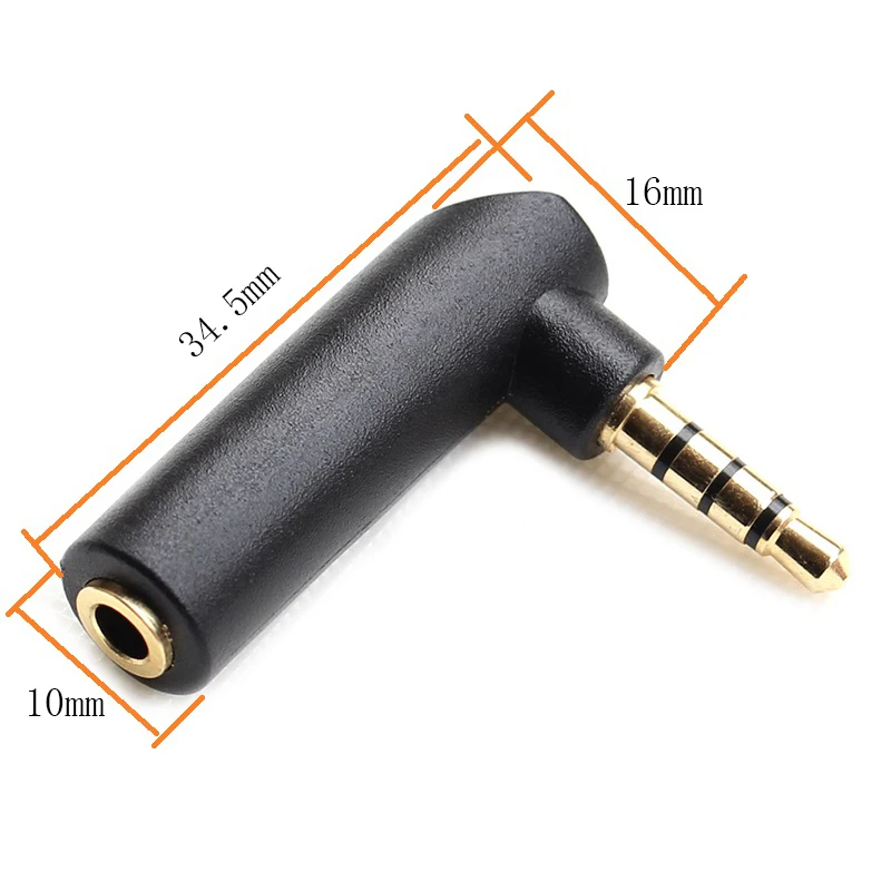 90 Degree Right Angled 3.5mm Audio Cable Adapter Male to Female Bend Adapter