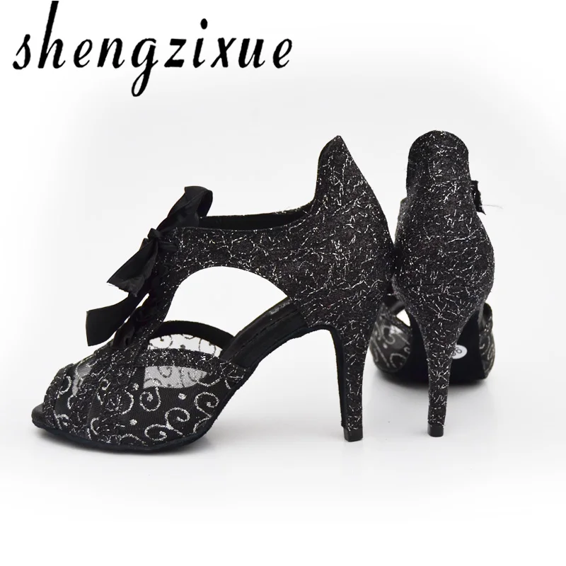 ShengzixueGirl delle Donne delle Signore Sandali Sparkling Glitter DELL'UNITÀ di elaborazione di Stoffa Con Lustrini Sala Da Ballo/Scarpe Da Ballo Latino Argento/Nero/ oro 7 CENTIMETRI/5 CENTIMETRI