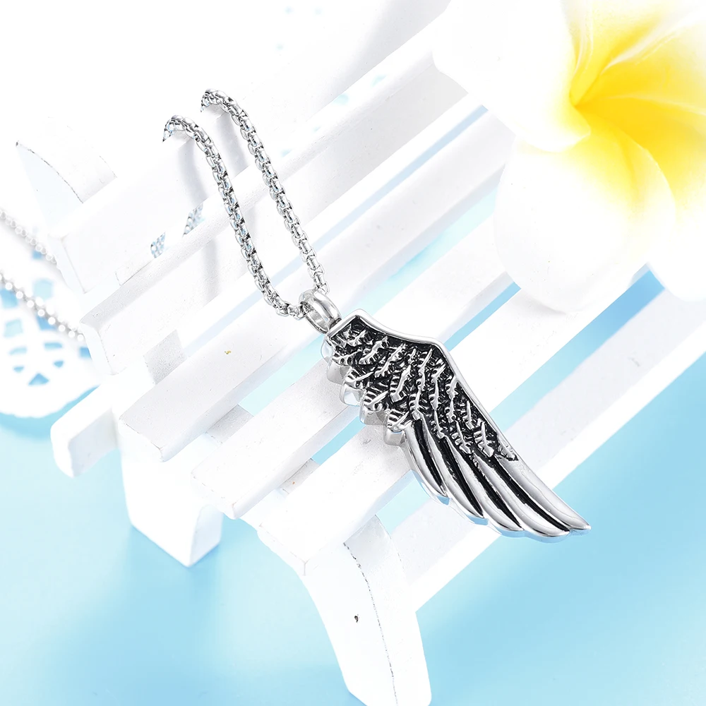 

Single Wing of Angel Cremation Jewelry Necklace Urn Memorial Ashes Holder Keepsake Pendant Stainless Steel Cremation Jewellery