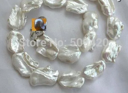 

stunning big 18-23mm baroque white keshi reborn freshwater pearl necklace