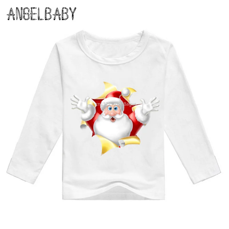 

Kid Merry Christmas Santa Claus Tree Pattern T shirt Baby Girls Funny Long Sleeve T-shirt Boys Cartoon Cute Clothes,LKP2298