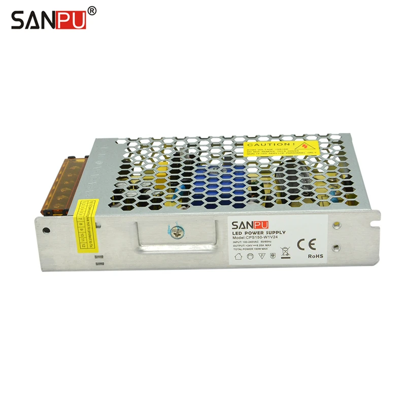 SANPU SMPS Power Supply 24 Volt 150W LED Driver Transformer AC DC 24V 6A DC24V IP20 (Same Dimension with Mean Well LRS-150F-24)