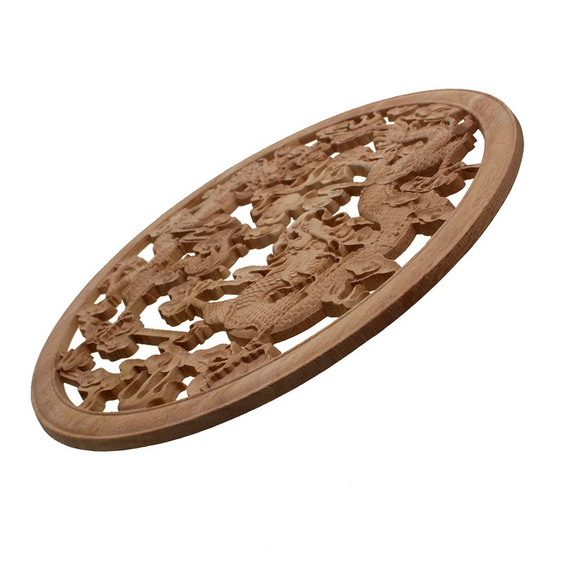 Floral Woodcarving Decal European Style Rubber Wood Carved Corner Applique Decor Frame Wall Doors Decorative Figurines