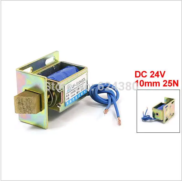 Electric Door Lock Solenoid Electromagnet 12V DC 1A 10mm Stroke 25N 2.5Kg 5.5LB Force Open Frame Type JF-S104DL