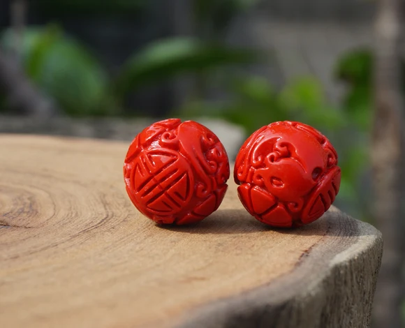 8mm/10mm/12mm/14mm Cinnabar Beads Carved Dragon Red Bead Mala Beads Japa Mala Bracelet Jewellry Findings DIY Accessories