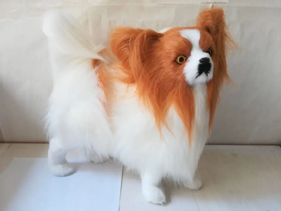 plastic&fur simulation butterflydog hard model about 25x24cm standing Papillon prop craft home decoration toy gift w0291