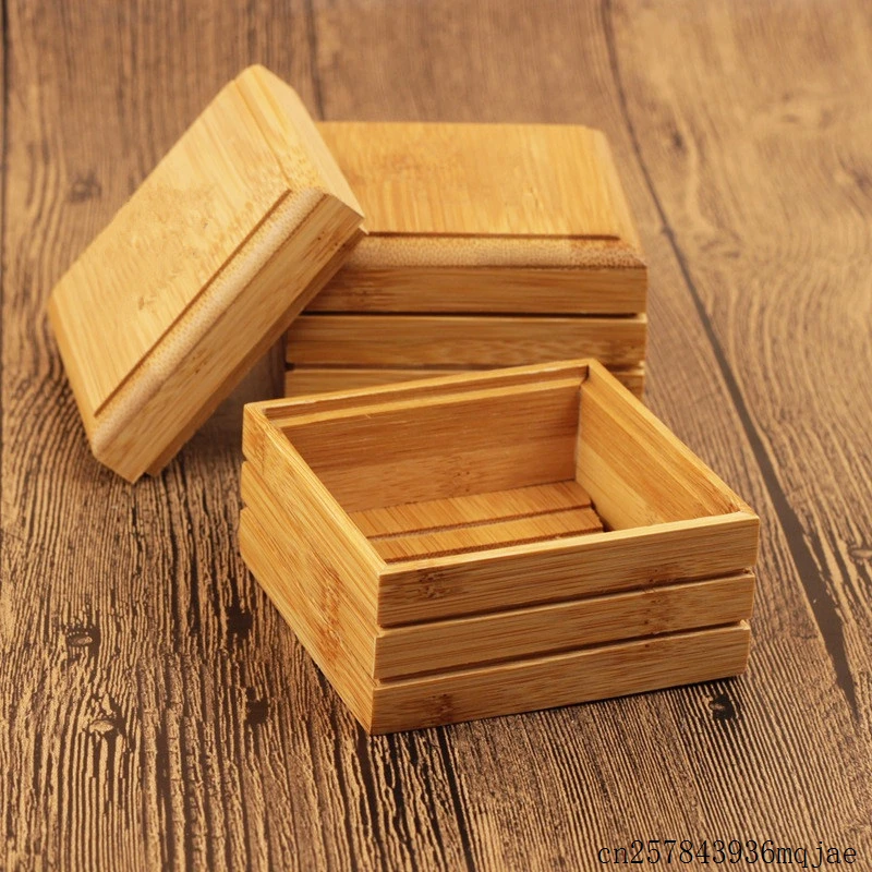 

50pcs Wooden Soap Tray Bamboo Soap Dish Storage Soap Holder Bath Shower Box Rack Plate Container for Plate Bathroom