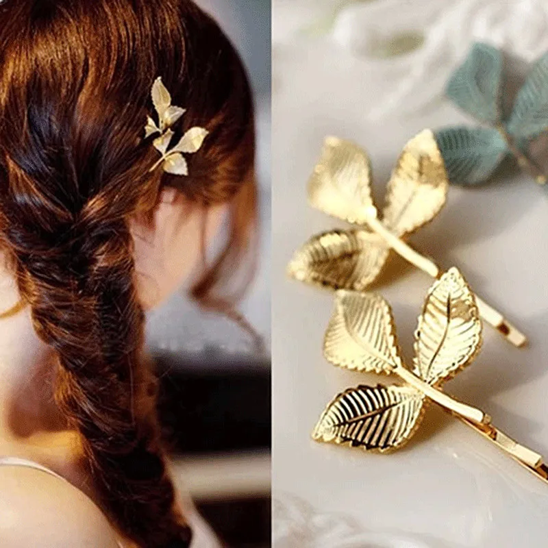 T283 New Elegant Europe and America Vintage Side Clip Leaves Hairpins Hair Jewelry Wholesale Accessories For Women