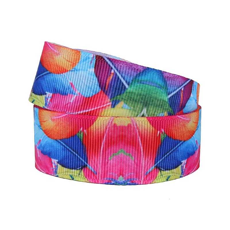 Flora Ribbons rainbow gradient ombre flower patters grosgrain ribbon for girls hair bows