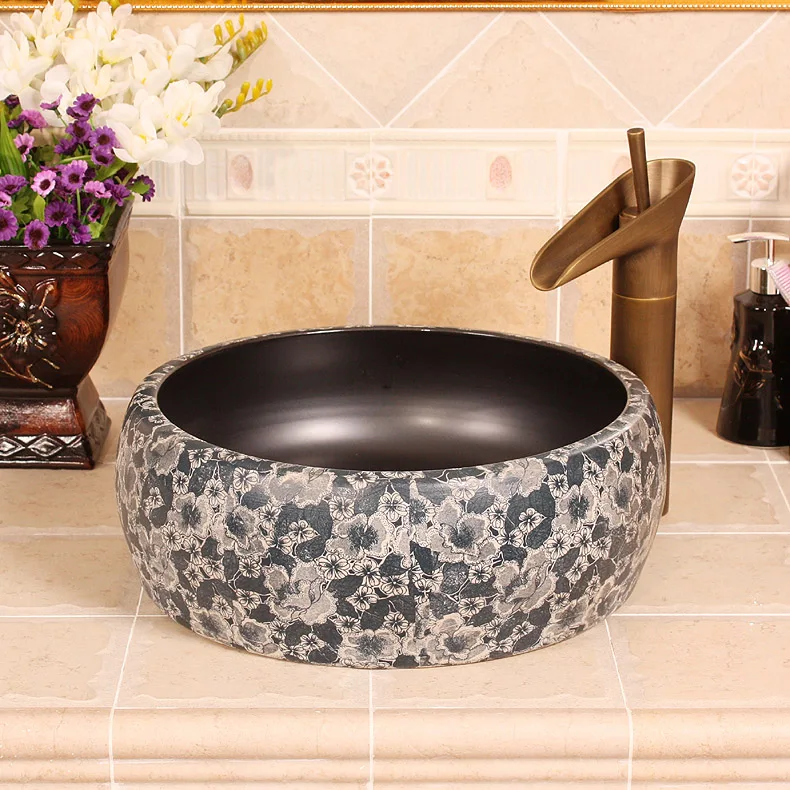 

Waist drum Europe Vintage Style Ceramic Art Basin Sink Counter Top Wash Basin Bathroom Sinks vanities handmade vessel sinks