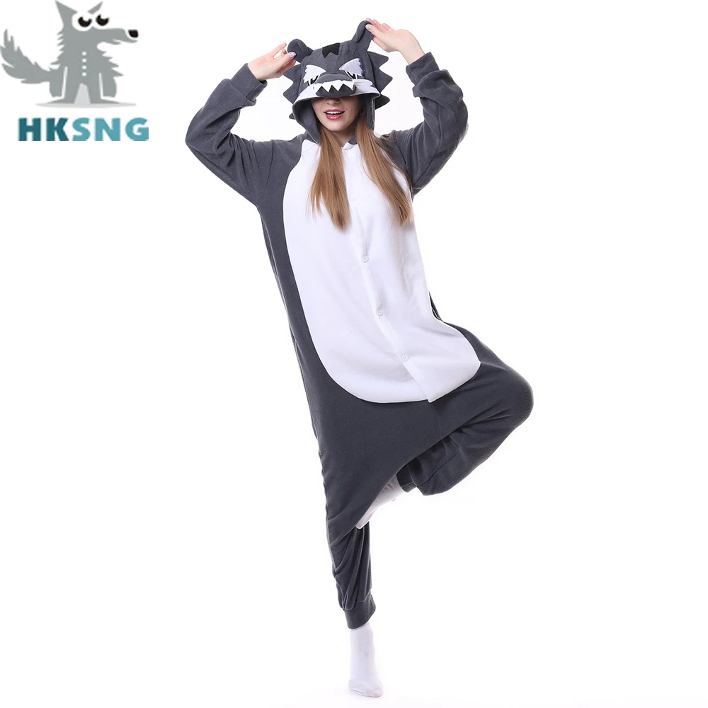 

HKSNG новый комбинезон с рисунком серых волков для взрослых, комбинезон кигуруми, рождественский подарок с героями мультфильмов для женщин и мужчин, праздничный комбинезон