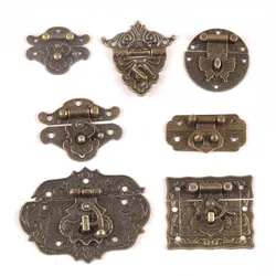 Antique Brass Wooden Case hasp Vintage Decorative Jewelry Gift Box Suitcase Hasp Latch Hook Furniture Buckle Clasp Lock CP2264