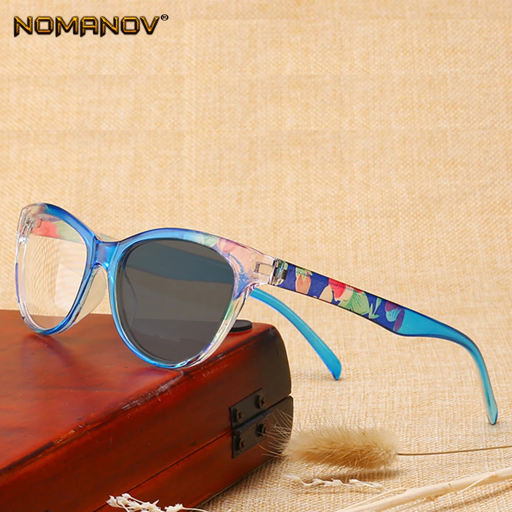 

Young Round Blue and Red Flower Eye Glasses Frame Men Women Photochromic Grey Brown Reading Glasses +0.75 +1.25 +1.5 +1.75 TO +4