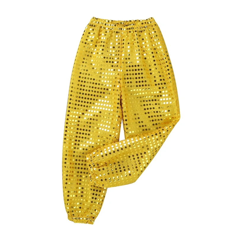 Child Boys Girls Shiny Sequins Dance Pants Trousers for Hip-hop Performance Kids Jazz Stage Performance Street Dance Costumes