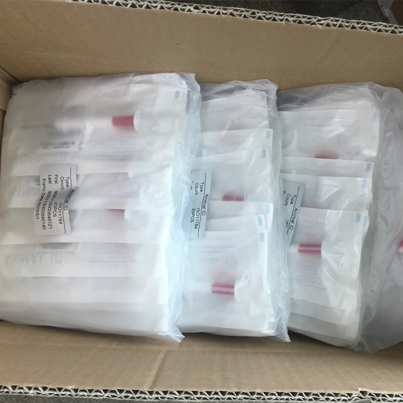 Gratis verzending onder huid 134.2 Khz RFID Glas tag injecteerbare spuit 1.4x8mm FDX-B microchip veterinaire huisdier implantaten