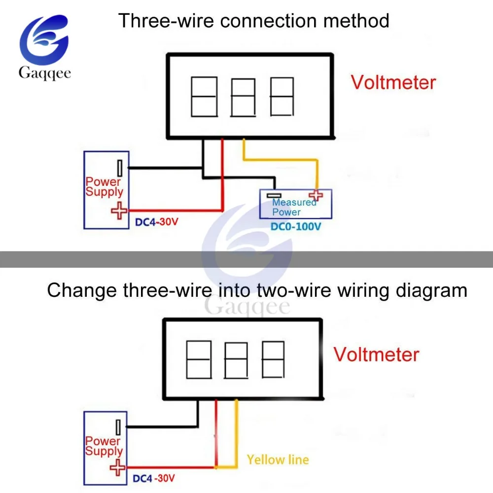 0.28 inch Mini DC 0- 100V 3-Wire Gauge Voltage Meter Voltmeter Digital LED Display Digital Panel Meter Detector Monitor Tools