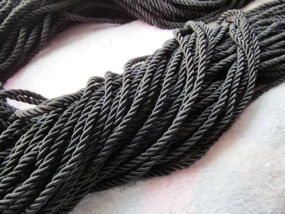 100Yds 6mm Round Black/Brown Braided Twist Silk Cords String Rope,Jewelry Beading String, For Bracelet & Necklace,DIY Jewerlly