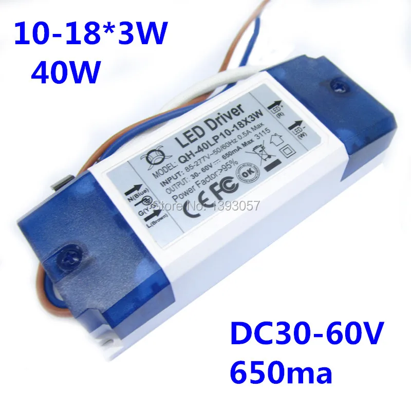 

1 Pieces 10-18x3W 650mA LED Driver 30W 40W DC30-60V High Power LED Powr Supply For Floodlight