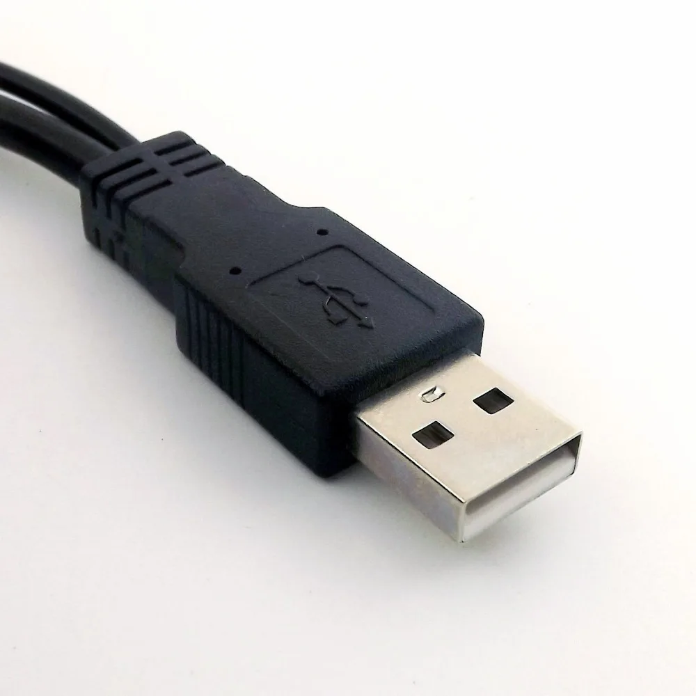 1x USB 2.0 A Male to Dual USB 2.0 A Male Plug Data Charging Y Splitter Male to Male Extension Connector Cable 15+65cm