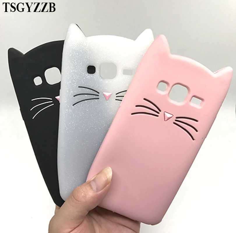 3D Cartoon Bearded Cat Soft Silicone Case For Samsung Galaxy J4Plus J4+ S6 S7edge Cute Phone Back Cover Coque Fundas