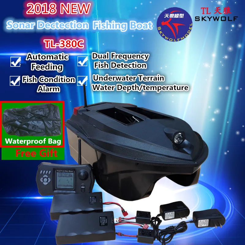 Free Bag Sonar Dectection Fishing Finder Dual Body Remote Control Nesting Fishing Boat TL-380C Automatic Send Hook RC Bait Boat