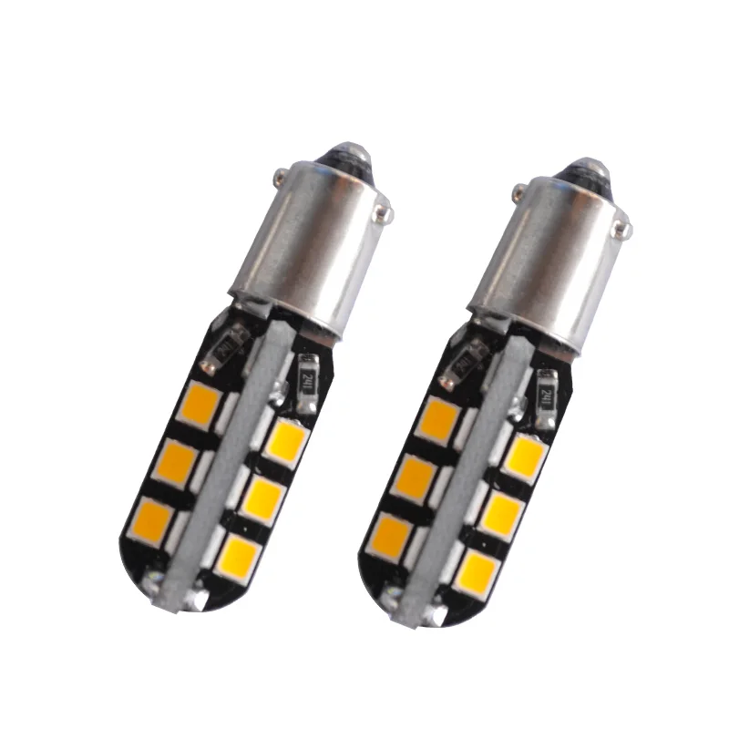 10pcs BA9S 24 SMD 2835 LED T4W car Auto Side Maker Wedge Door bulbs Instrument  lamp Licence plate lights white warm white 12V