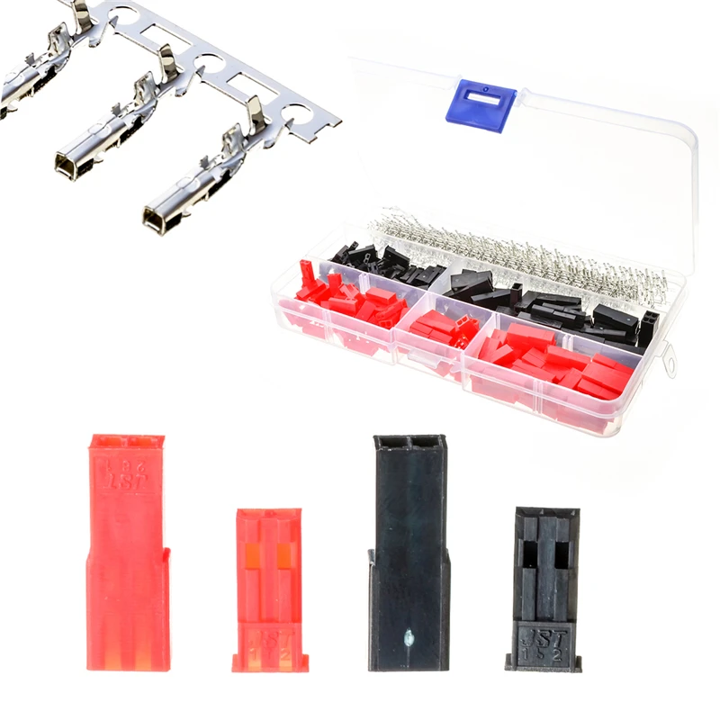 

600PCS Wire Cable Male&Female Butt Electrical Jumper With Pin Header Connectors Set Red & Black Crimp Pins Housing Sockets Kit