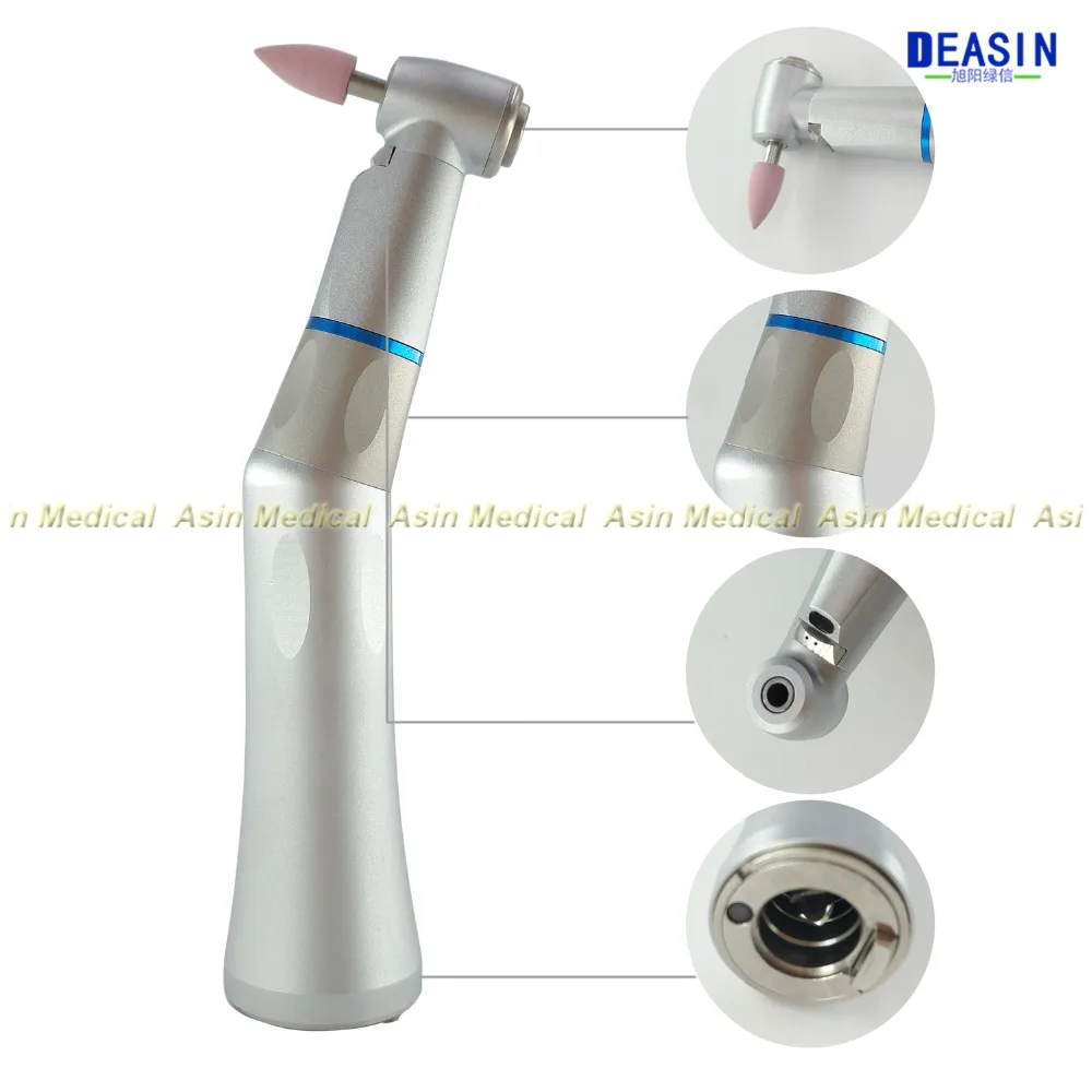 DEASIN  Dental Fiber Optic Push Button Contra angle Handpiece attachment 1:1 Ratio