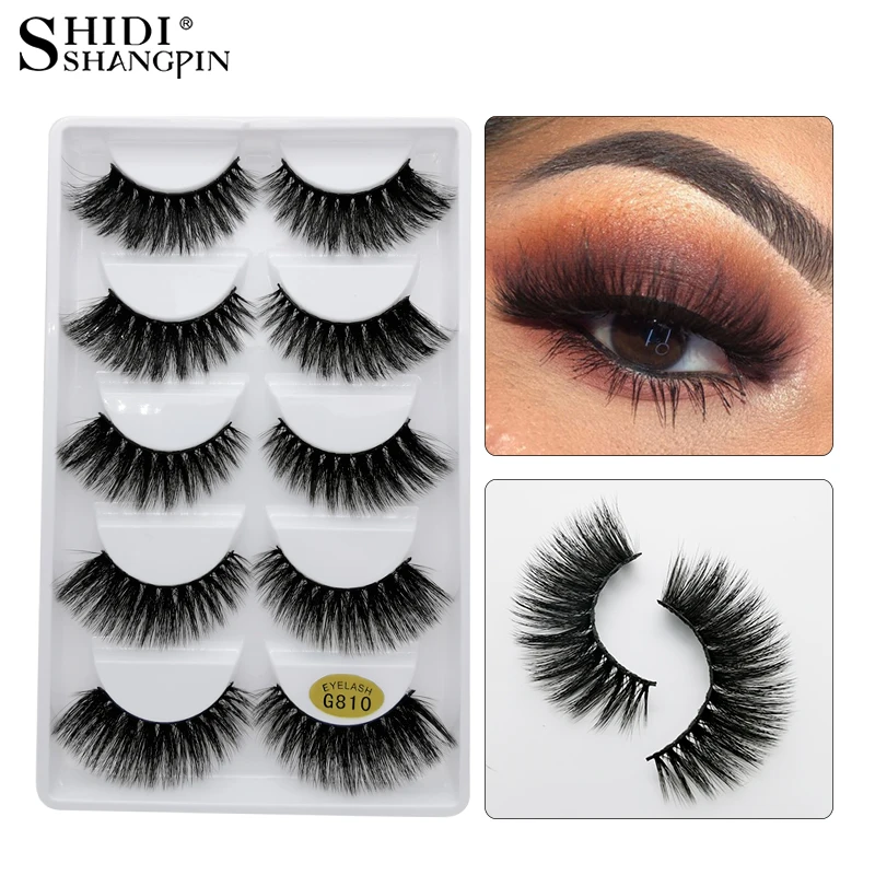 5/10 Đôi 3D Chồn Lông Mi Tay Kịch Tính Hàng Mi Chồn 3d Giả Cây Nối Mi Tạo Cilios Dài Tự Nhiên lông Mi Giả