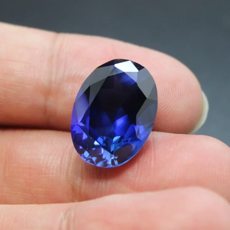 The royal blue stone beads for jewelry making faceted loose corundum bright oval shape