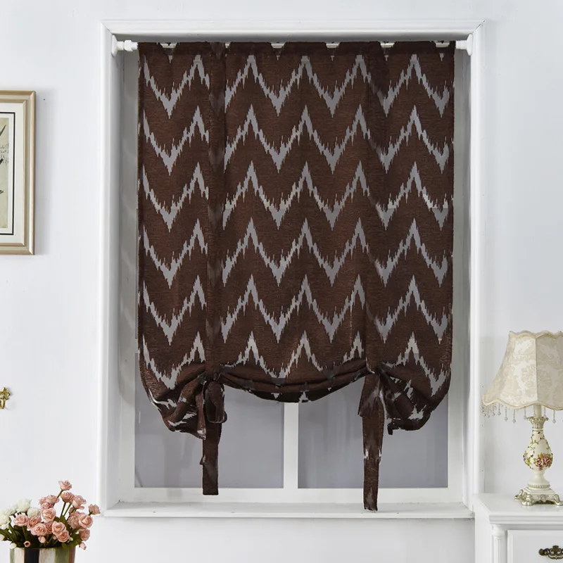 NAPEARL Kitchen Short Curtains Window Treatments Roman Blinds Jacquard Striped Home Textile Decorative Cafe Balcony