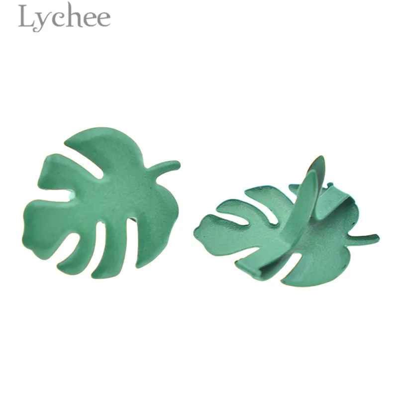 Lychee Life 50pcs Green Leaf Scrapbooking Brads Handmade Photo Album Embellishment DIY Decoration Brads for Craft Making