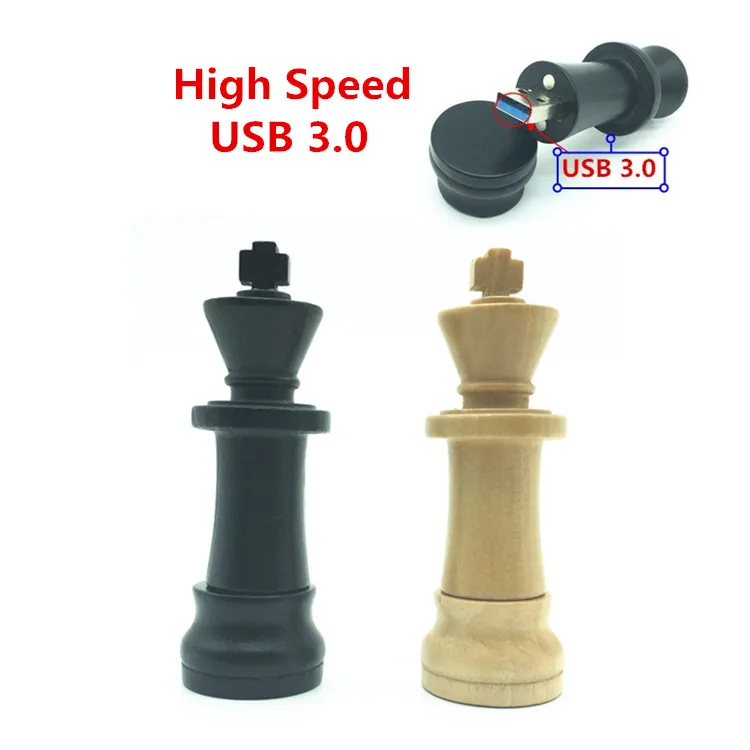 

High Speed Wood Chess Top Quality USB 3.0 usb flash drives 4GB 8GB 16GB 32GB 64GB international chess pendrive usb memory stick