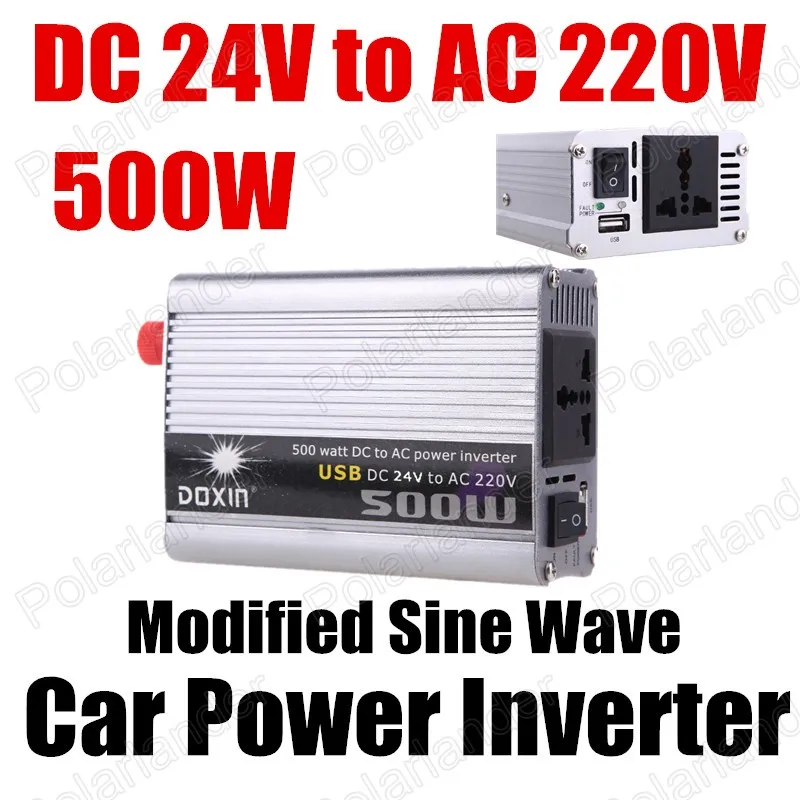 24V DC to AC 220V modified sine wave car voltage transformer Auto Power Inverter Converter 500W USB port charger