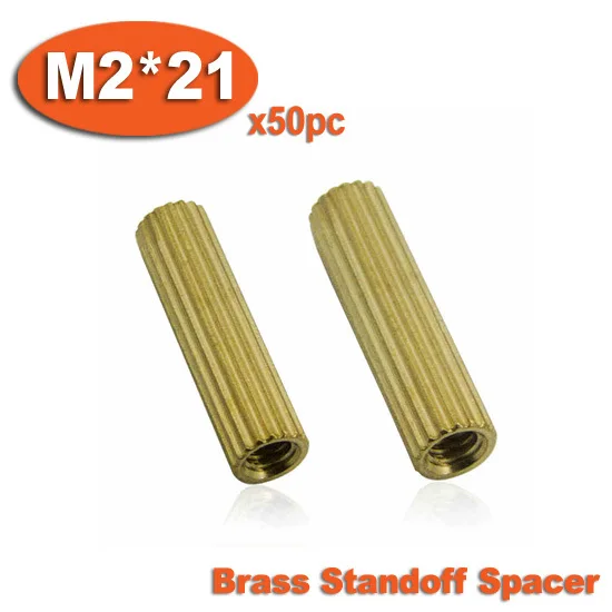 

50pcs M2 x 21mm Brass Cylinder Shaped Female Thread Nuts Standoff Spacer Pillars