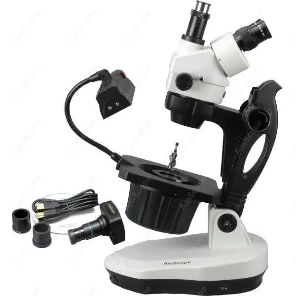 Zoom Microscope--AmScope Supplies 3.5X-90X Advanced Jewel Gem Microscope + 3MP Camera